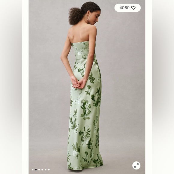 bhldn avianna stretch satin strapless side-slit maxi dress BHLDN Avianna Stretch Satin Strapless Side-Slit Maxi Dress
